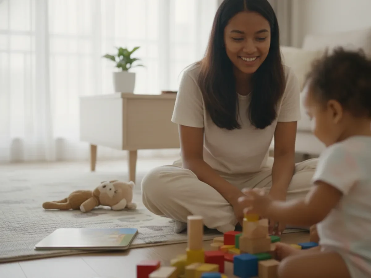 Trusted babysitter caring for a child in a Singapore home